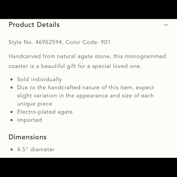 Anthropologie Monogram Agate Coaster Letter “I” - Picture 3 of 8